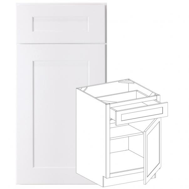 B21 - Concord Polar White - Base Cabinet - Single Door/Drawer - 21"W x 34.5"H x 24"D