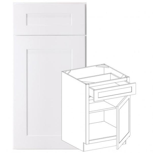 B21 - Concord Polar White - Base Cabinet - Single Door/Drawer - 21"W x 34.5"H x 24"D