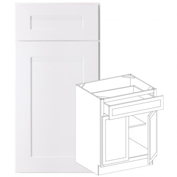 B24 - Concord Polar White - Base Cabinet - Double Door/Single Drawer - 24"W x 34.5"H x 24"D