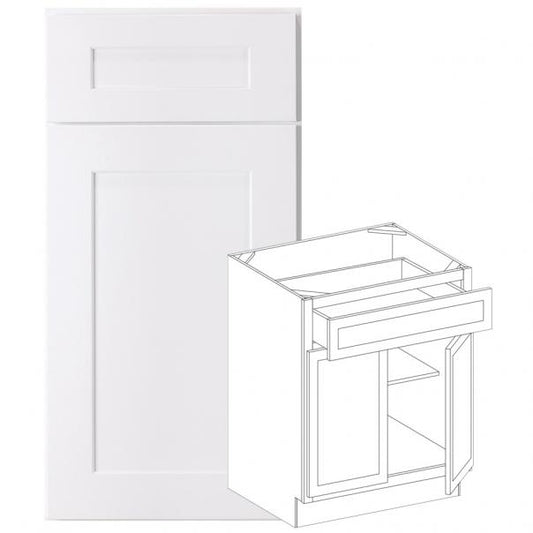 B24 - Concord Polar White - Base Cabinet - Double Door/Single Drawer - 24"W x 34.5"H x 24"D